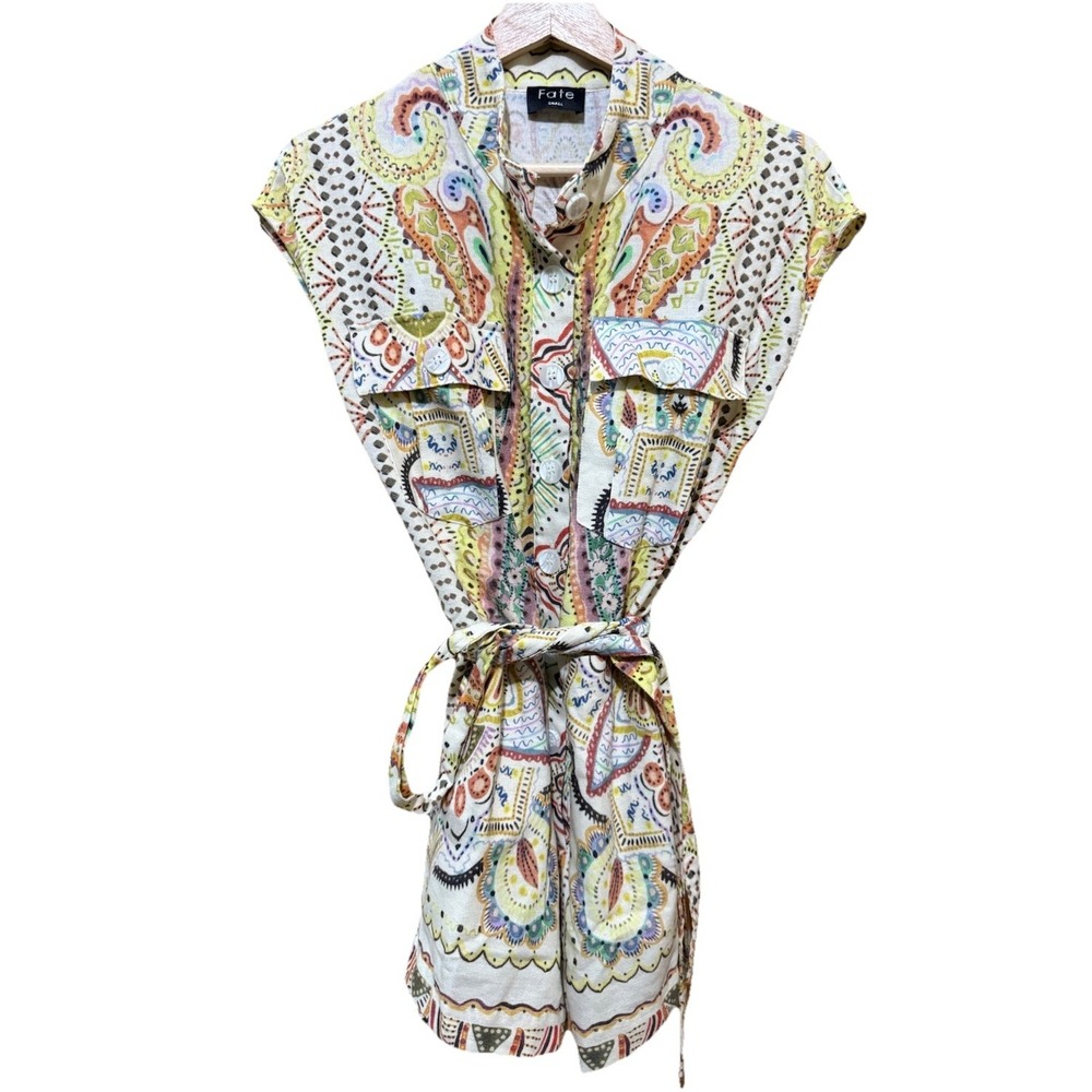 Fate Paisley Print Romper Boho Festival Short Sleeve Jumpsuit Playsuit